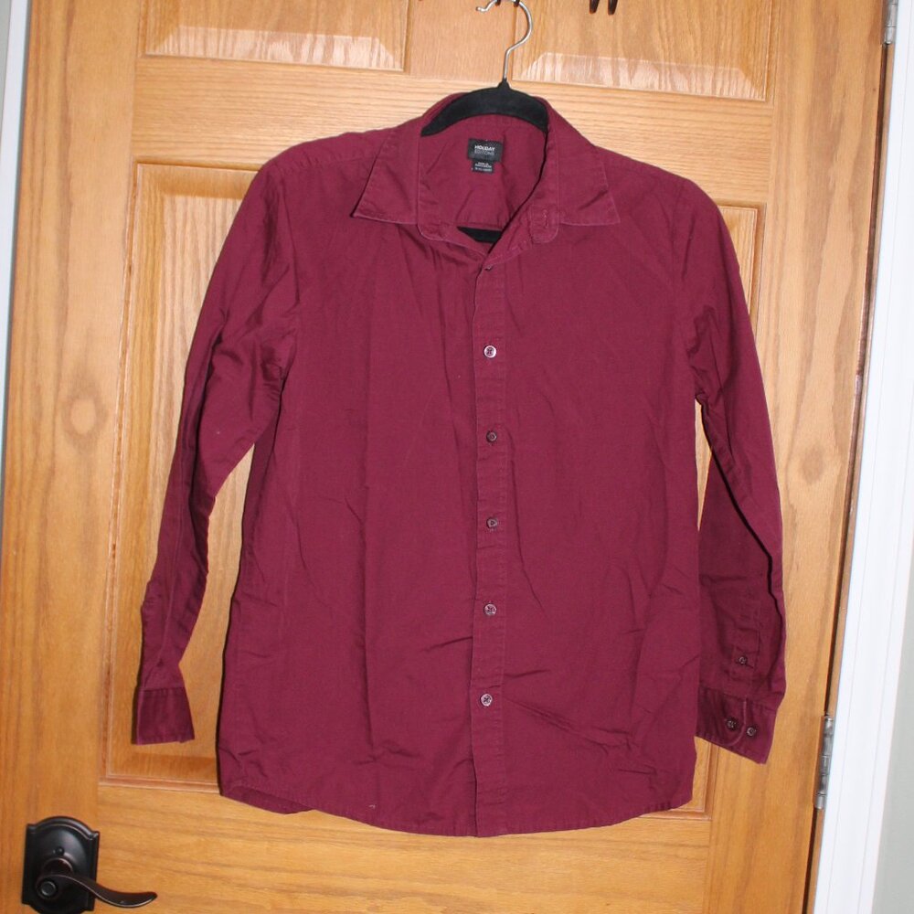 Boys Maroon Dress Shirt - Size XL (14-16)